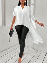 Solid Batwing Sleeve Asymmetrical Hem Blouse